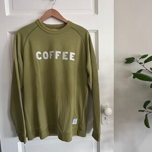 NEW Temple Coffee Sweatshirt Olive Green COFFEE Graphic Pullover Size S